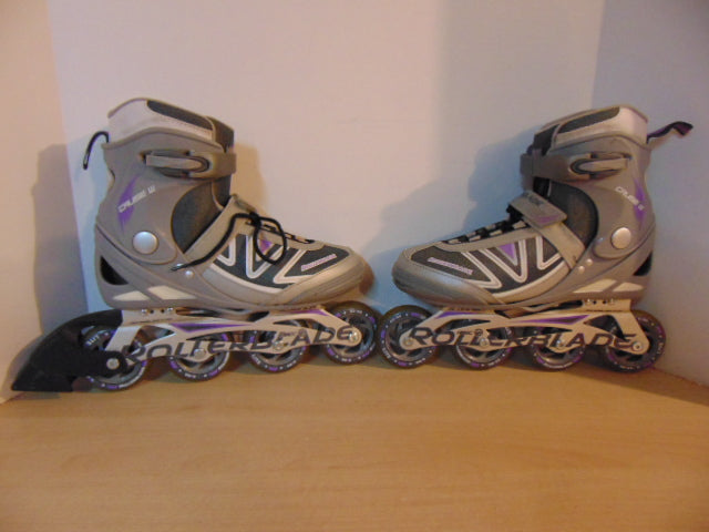 Inline Roller Skates Ladies Size 9 Rollerblades Rubber Tires Purple Grey As New