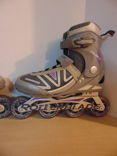Inline Roller Skates Ladies Size 9 Rollerblades Rubber Tires Purple Grey As New