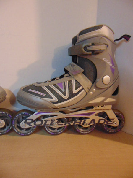 Inline Roller Skates Ladies Size 9 Rollerblades Rubber Tires Purple Grey As New