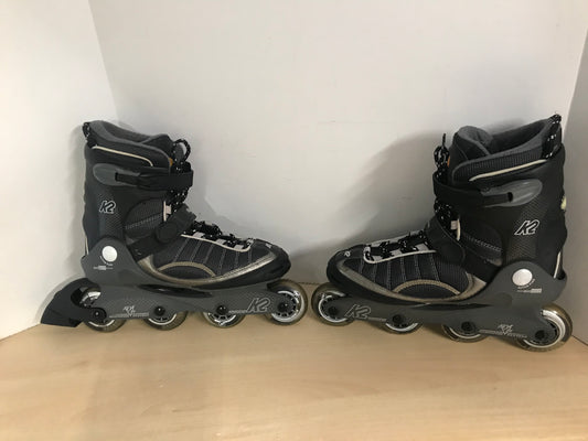 Inline Roller Skates Men's Size 10 K-2 Black Grey Rubber Wheels Excellent