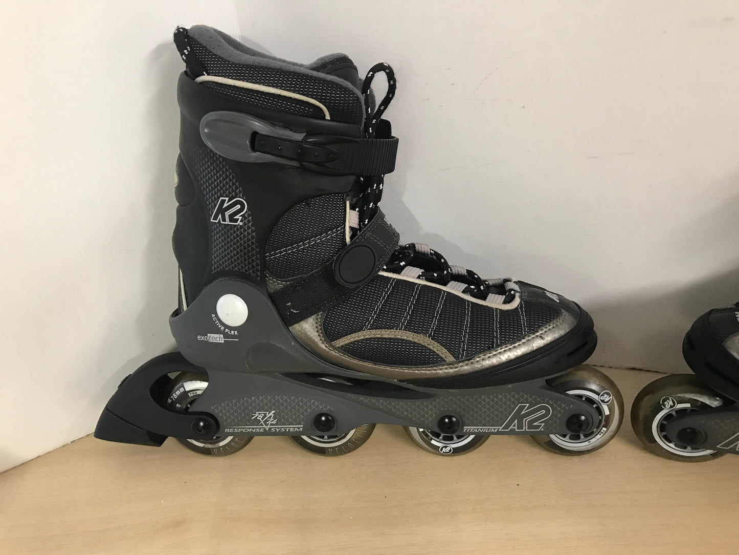 Inline Roller Skates Men's Size 10 K-2 Black Grey Rubber Wheels Excellent