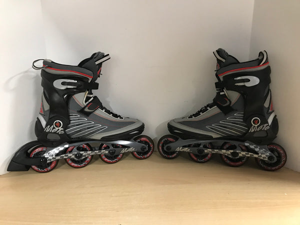 Inline Roller Skates Men's Size 11 K-2 Moto Black Grey Red Rubber Wheels As New Excellent