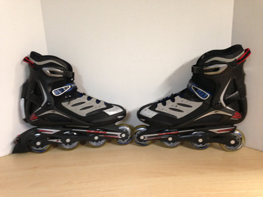 Inline Roller Skates Men's Size 11 Rollerblades Brand Black Red Grey New Demo Model Rubber Tires