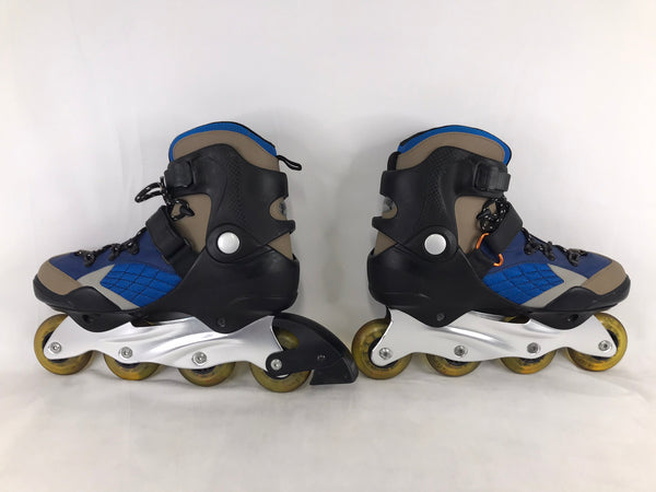 Inline Roller Skates Men's Size 11 Sherwood Black Blue Tan Rubber Wheels New Demo Model