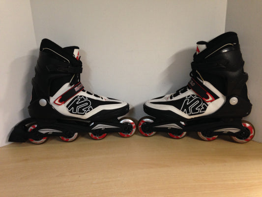 Inline Roller Skates Men's Size 12 k-2 Black Red White New Demo Model Rubber Tires