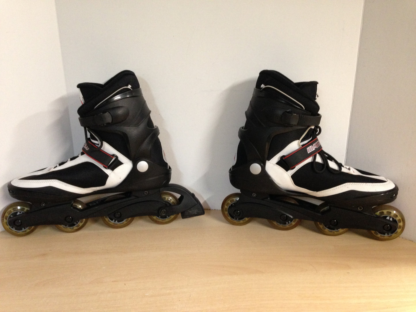 Inline Roller Skates Men's Size 12 k-2 Black Red White New Demo Model Rubber Tires