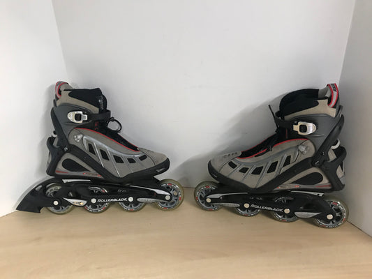 Inline Roller Skates Men's Size 7 Ladies Size 8 Rollerblade Grey Black Rubber Wheels