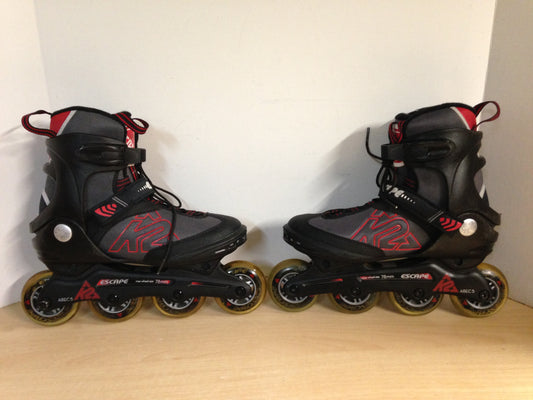 Inline Roller Skates Men's Size 8 k-2 Escape Black Red Grey Rubber Tires  Excellent