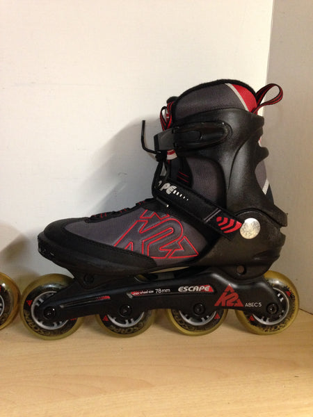 Inline Roller Skates Men's Size 8 k-2 Escape Black Red Grey Rubber Tires  Excellent