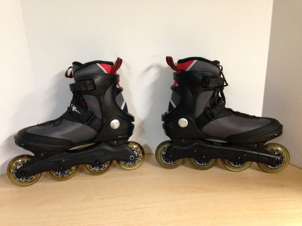 Inline Roller Skates Men's Size 8 k-2 Escape Black Red Grey Rubber Tires  Excellent