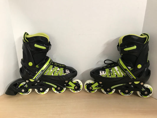 Inline Roller Skates Men's Size 9-11 Ultra Wheels Adjustable Rubber Wheels Black Lime Excellent