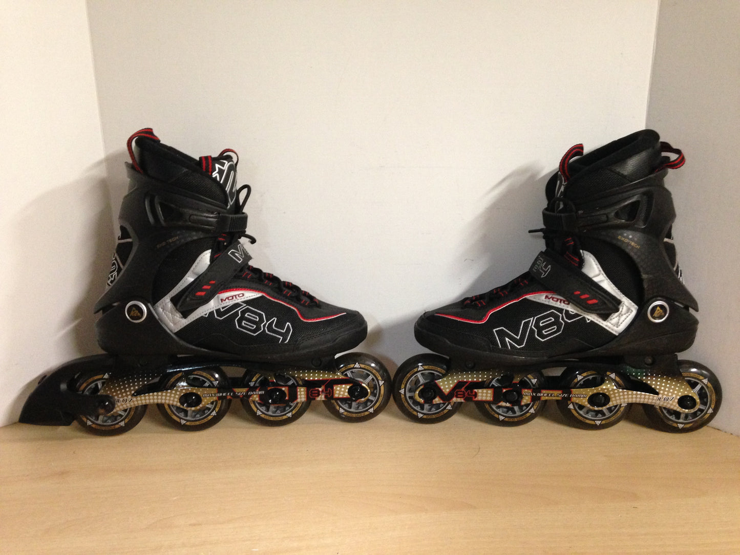 Inline Roller Skates Men's Size 9 k-2 Black Red Gold  Rubber Tires