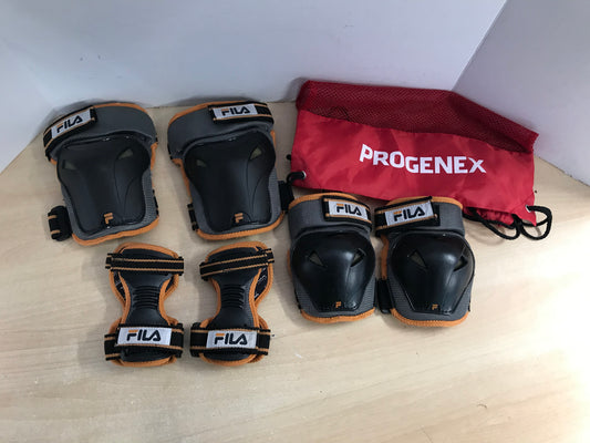 Inline Roller Skates Protective Knee Elbow Pads Wrist Adult Size Small Medium Fila Black Orange Excellent