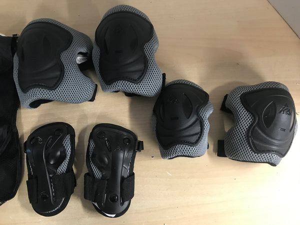 Inline Roller Skates Protective Knee Elbow Wrist Pads Child Size 8-10 K-2 Black Grey Excellent