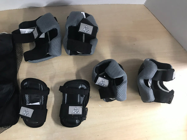 Inline Roller Skates Protective Knee Elbow Wrist Pads Child Size 8-10 K-2 Black Grey Excellent