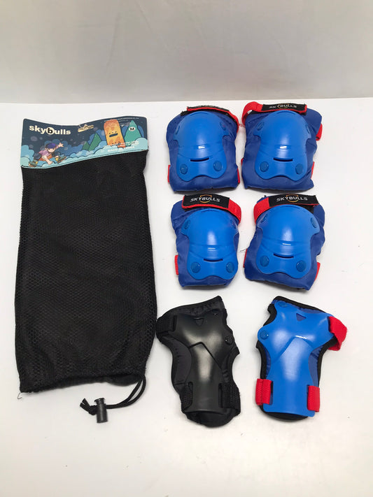 Inline Roller Skates Protective Knee Wrist Elbow Pads Child Size 6-8 Blue Red As New In Package