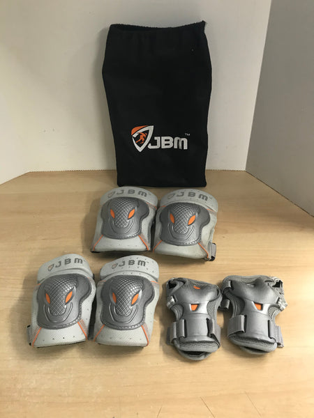 Inline Roller Skates Protective Knee Wrist Elbow Pads JBM Child Size 10-12 Grey