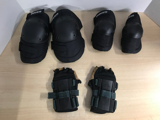 Inline Roller Skates Protective Pads Bike Skateboard Child Size Large 10-14 Bauer  Black Excellent