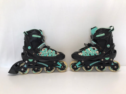 Inline Roller Skates Youth Size 5-8 Adult Ultra Wheels Teal Black Rubber Wheels