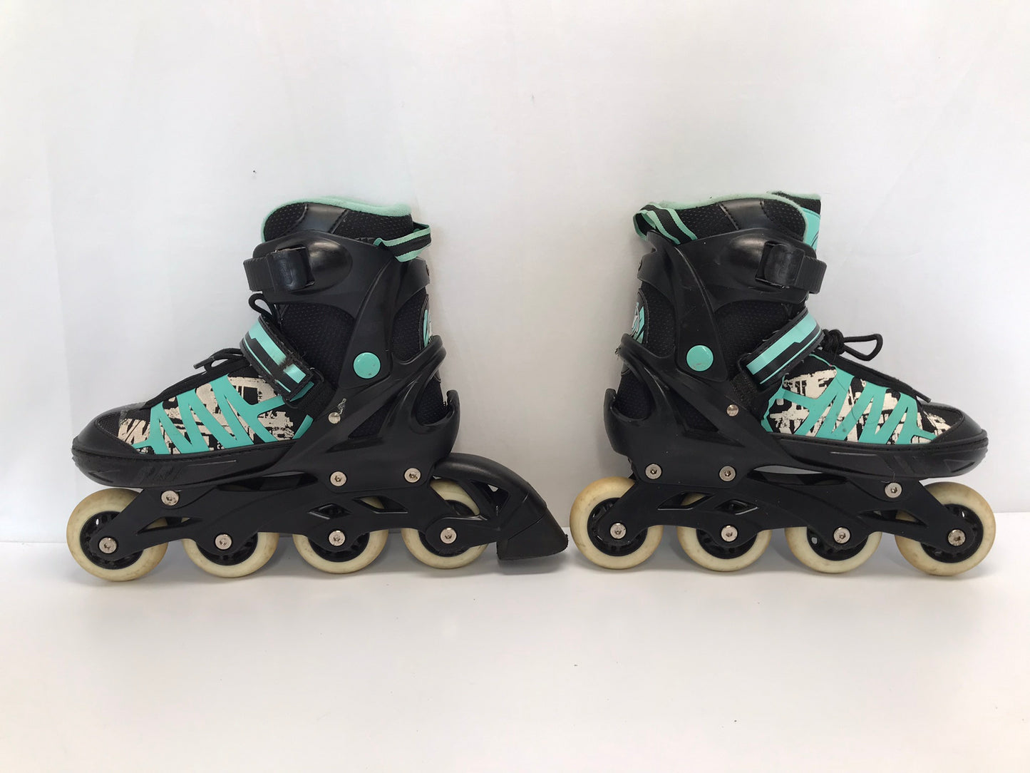 Inline Roller Skates Youth Size 5-8 Adult Ultra Wheels Teal Black Rubber Wheels