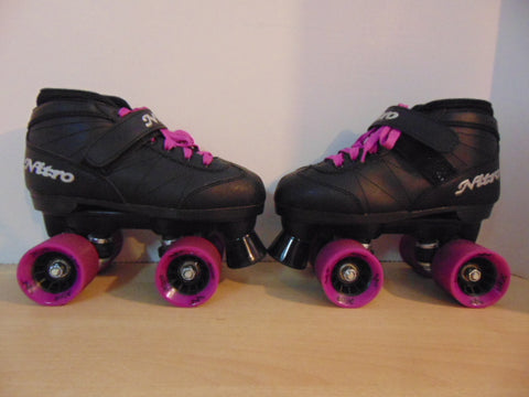 Inline Roller Derby Child Size 3 Nitro Indoor  Outdoor Roller Skates As New Rubber Wheels Black Fushia As New