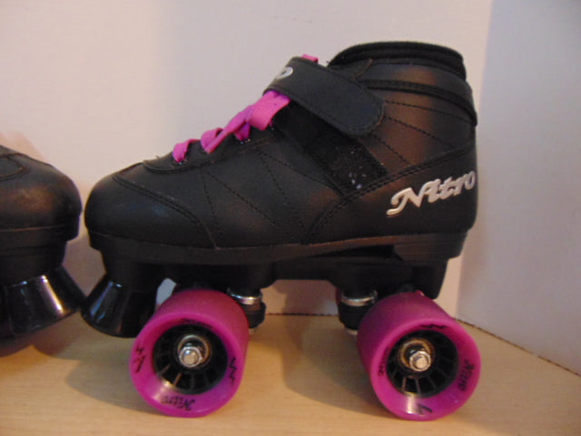 Inline Roller Derby Child Size 3 Nitro Indoor  Outdoor Roller Skates As New Rubber Wheels Black Fushia As New