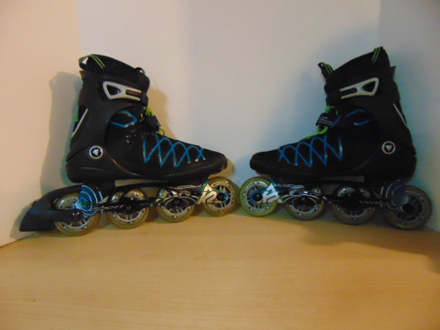 Inline Roller Skates Men's Size 10.5 k-2 Power Rubber Tires Blue Black Multi As New