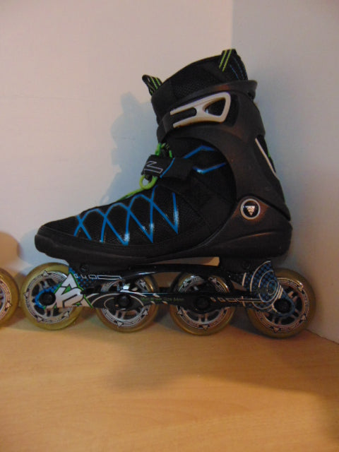 Inline Roller Skates Men's Size 10.5 k-2 Power Rubber Tires Blue Black Multi As New