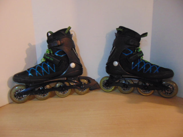 Inline Roller Skates Men's Size 10.5 k-2 Power Rubber Tires Blue Black Multi As New