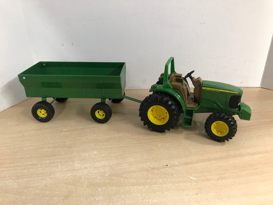 John Deere Tractor and Trailer 14 inch Metal and Plastic Excellent