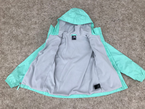 Light Coat Child Size 10-12 The North Face Rain and Wind Mint with Grey Micro Fleece Lined Excellent