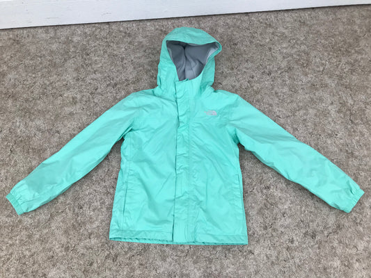 Light Coat Child Size 10-12 The North Face Rain and Wind Mint with Grey Micro Fleece Lined Excellent