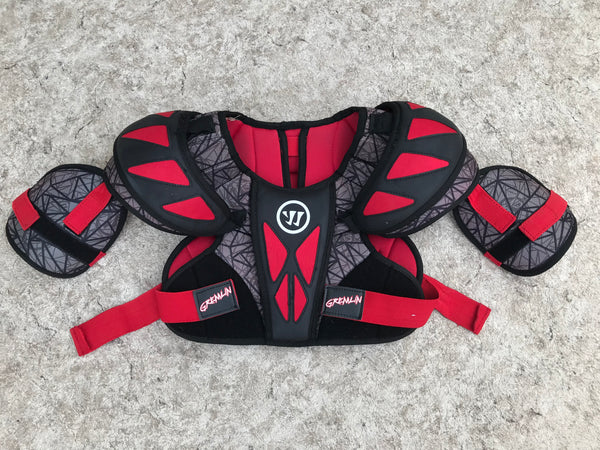 Lacrosse Chest Pad Child Size Y Small Age 5-7 Warrior Gremlins Red Black Excellent PT 3440