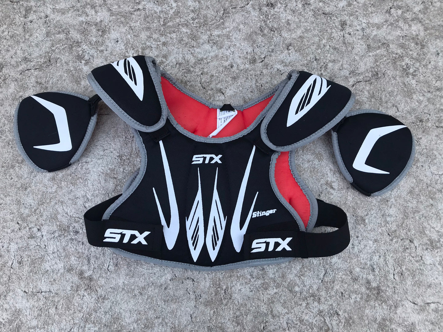 Lacrosse Shoulder Chest Pad Child Size 7-8 STX Black Red As New