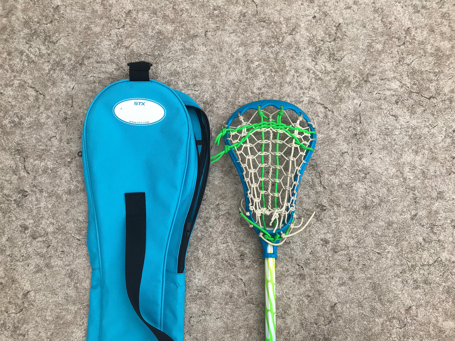 Lacrosse Stick 43 inch STX Blue Lime With Carry Bag Excellent