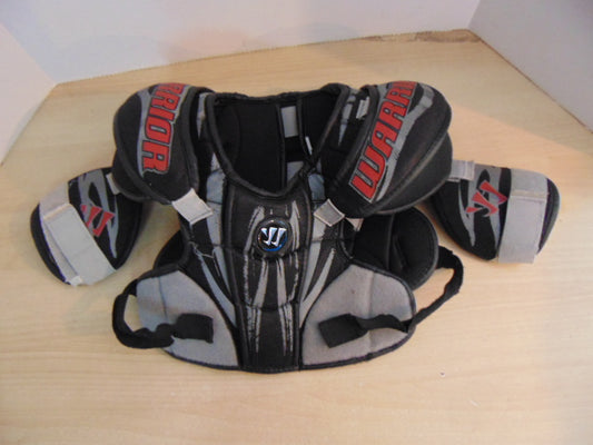 Lacrosse Shoulder Chest Pad Child Size Junior Large 10-12 Warrior Black Grey Red Minor Wear