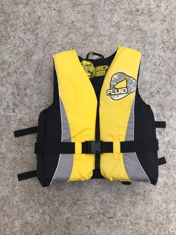 Life Jacket Adult Large Fluid Black Yellow Excellent