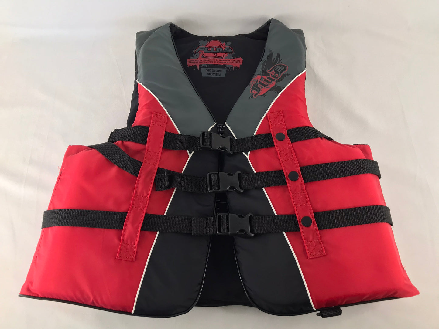 Life Jacket Adult Medium Fluid Black Red As New
