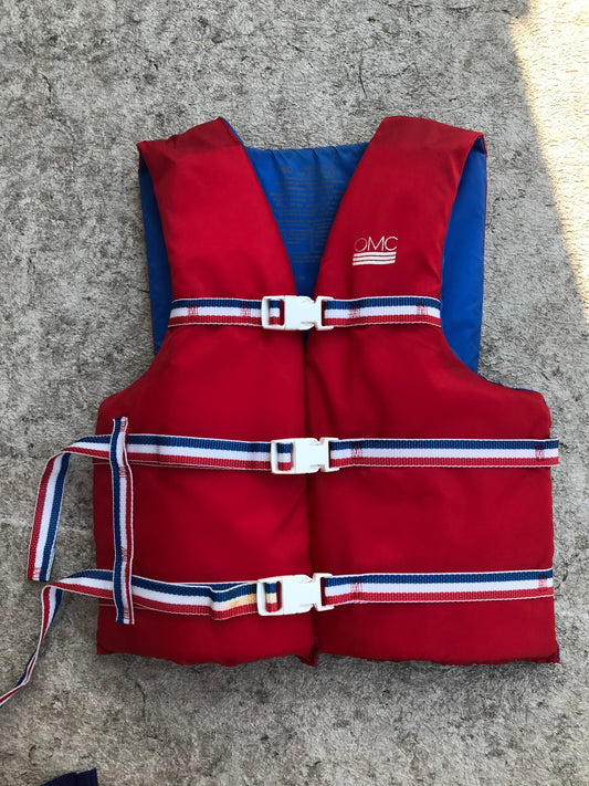 Life Jacket Adult Size 90-200 Lb Universal Adjustable Red Blue Minor Marks