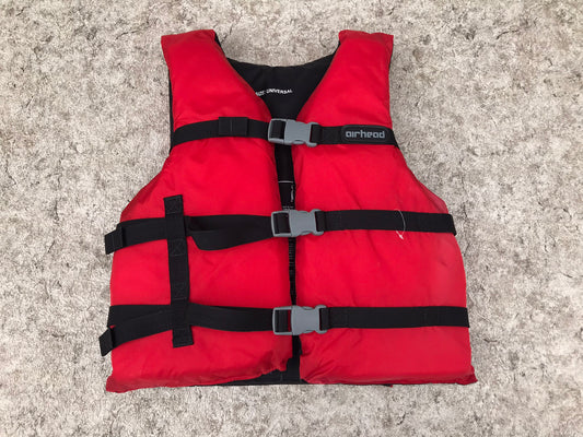 Life Jacket Adult Size 90-200 lb Universal Adjustable Airhead Red Black Excellent