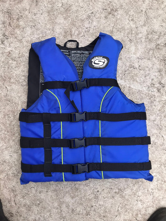 Life Jacket Adult Size 90-200 lb Universal Adjustable Stearns Marine Blue Black Excellent