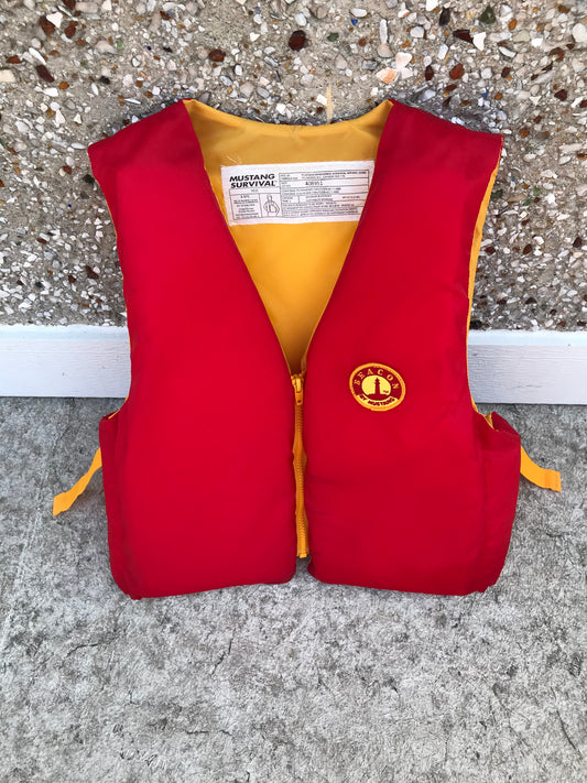 Life Jacket Adult Size Large - X Large Mustang Beacon Red Yellow Minor Marks