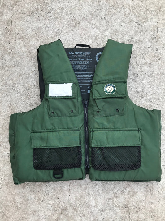 Life Jacket Adult Size Large - X Large Sportsman Fishing Vest Sage Green