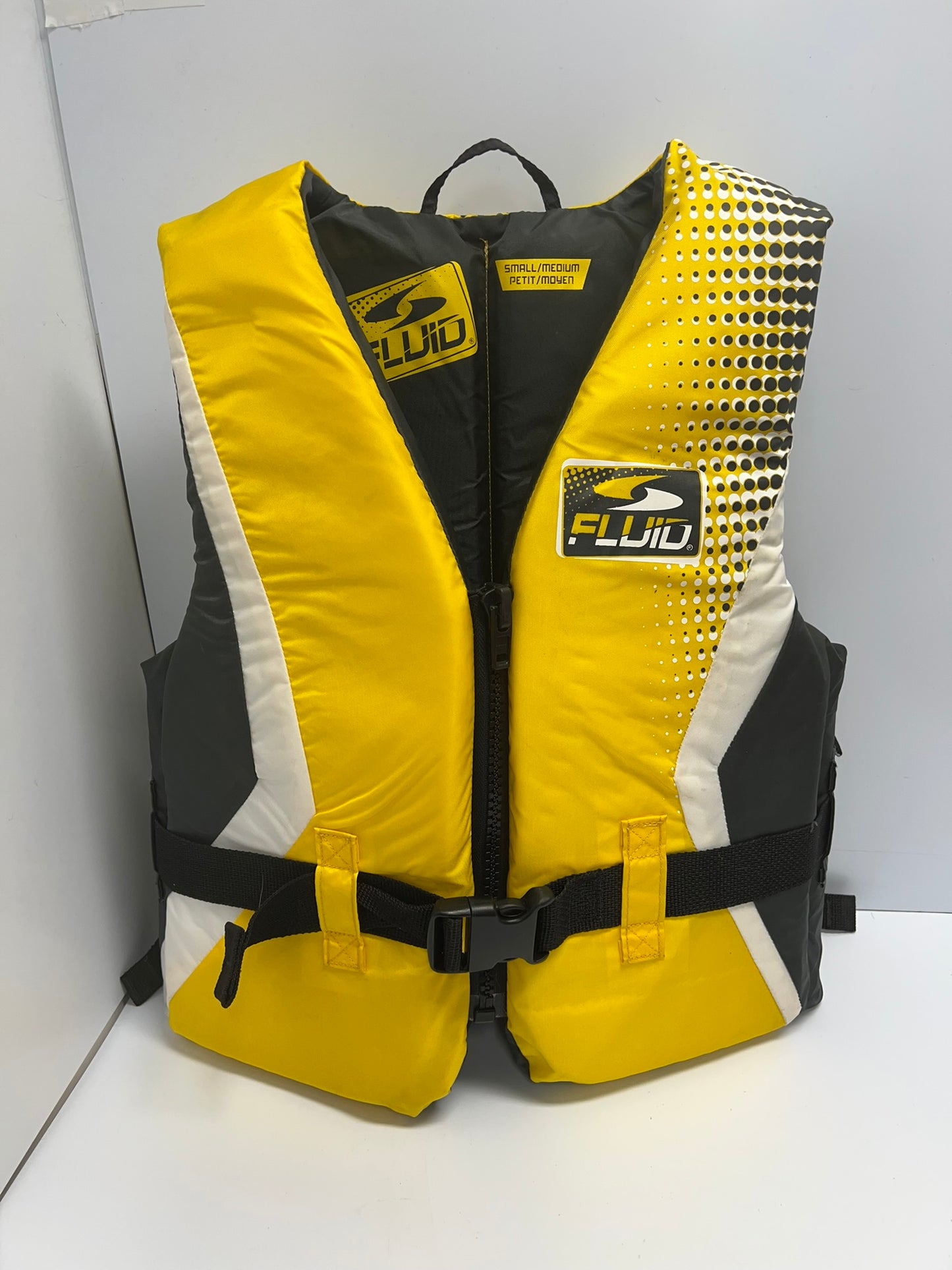 Life Jacket Adult Size Small Fluid Black Yellow New Demo Model