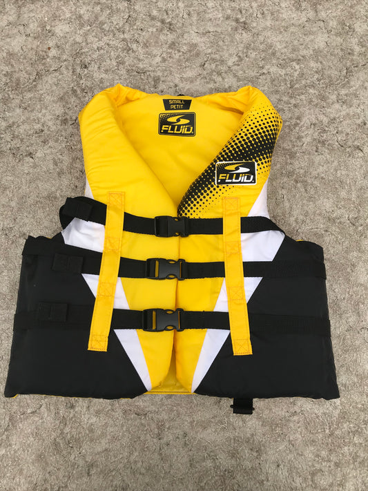 Life Jacket Adult Size Small Fluid Black Yellow New Demo Model