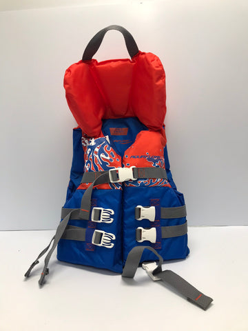 Life Jacket Child Size 30-60 Lb Aquafloat Orange Blue New Demo Model