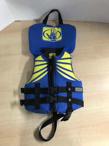 Life Jacket Child Size 30-60 lb Body Glove Blue Yellow Neoprene Excellent