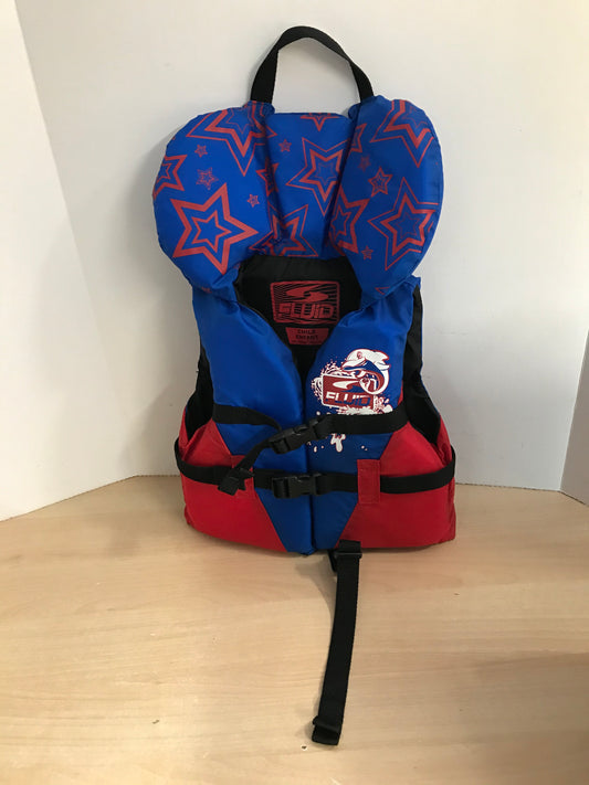 Life Jacket Child Size 30-60 lb Fluid Blue Red New Demo Model