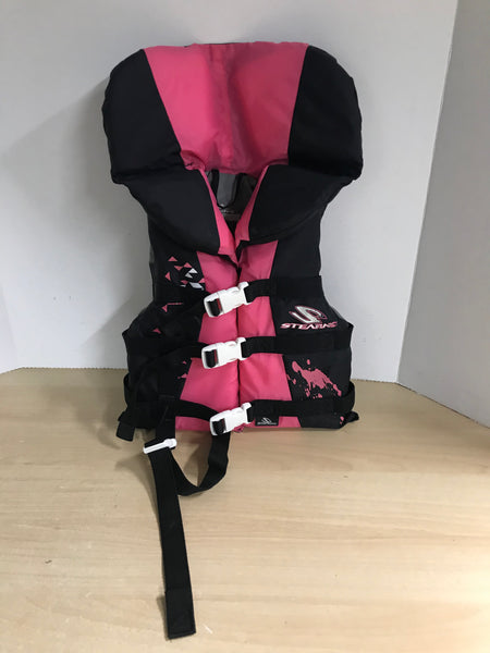 Life Jacket Child Size 30-60 lb Stearns Fushia Black Excellent