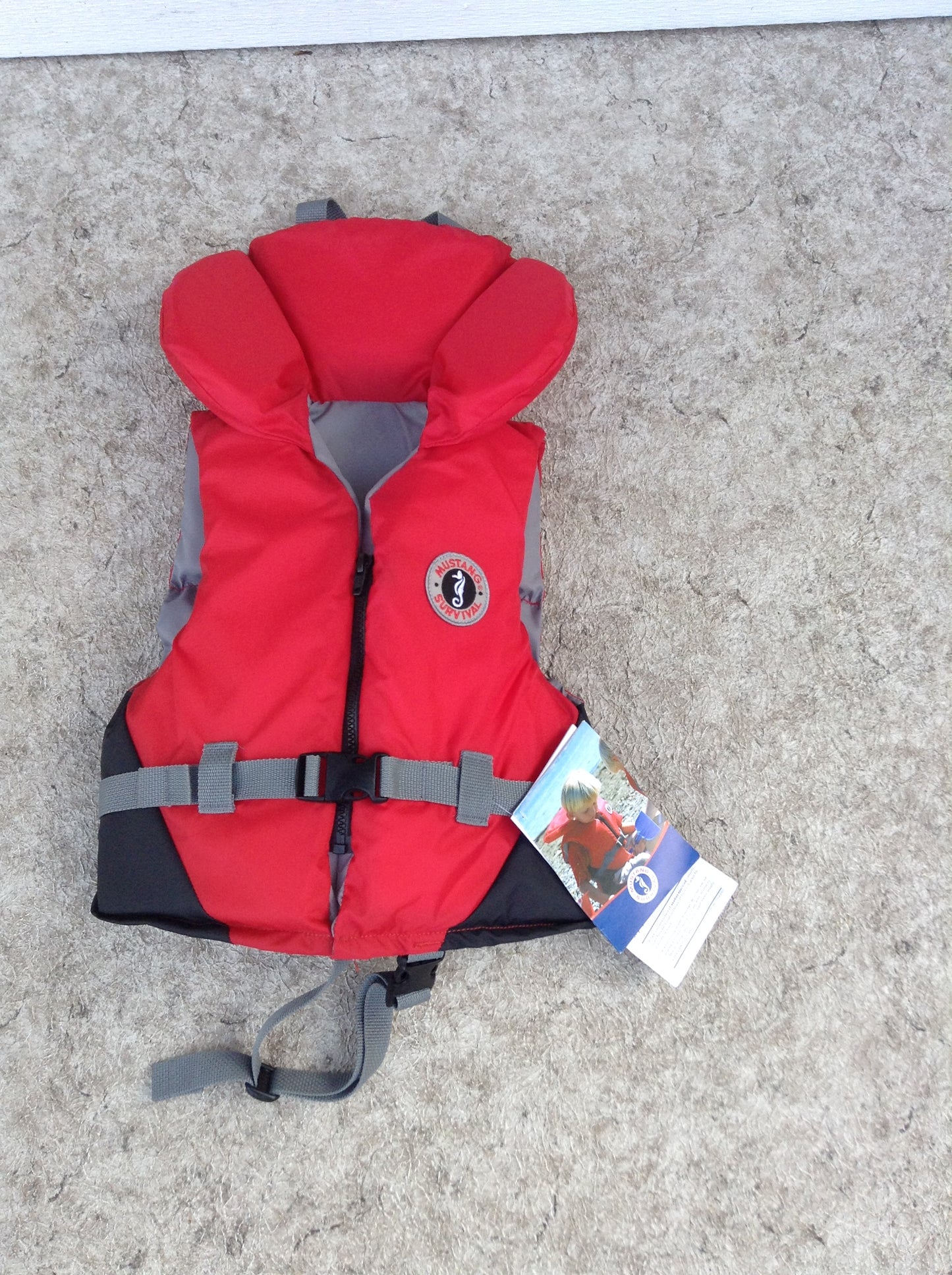 Life Jacket Child Size 60-90 Lb Mustang Youth Black Red Grey New With Tags